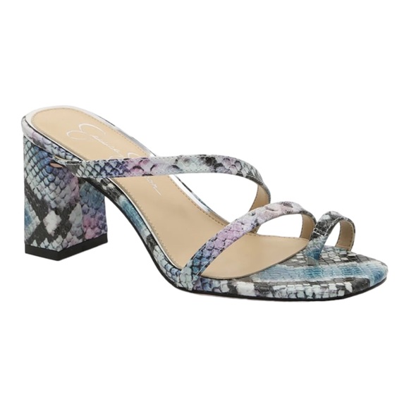 JESSICA SIMPSON WILLMENA SNAKE PRINT STRAPPY HEELED SANDALS - Picture 6 of 13